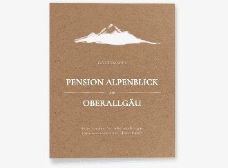 Gästemappe Ferienwohnung A4 Alpenblick Gästemappe A4 Kraftpapier mit Berggipfel-Motiv