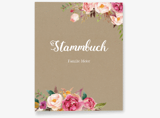 Klick: Details zu Stammbuch A4 "Flowers" anzeigen Stammbuch A4 Flowers Stammbuch A4 Kraftpapier mit bunten Aquarell-Blumen