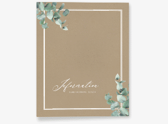 Gästemappe Ferienwohnung A4 Loggia Gästemappe A4 Kraftpapier mit Eukalyptus-Zweigen