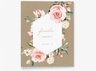 Klick: Details zu Stammbuch A4 "Graceful" anzeigen Stammbuch A4 Graceful Stammbuch A4 Kraftpapier mit Rosenblüten in Rosa und Weiß