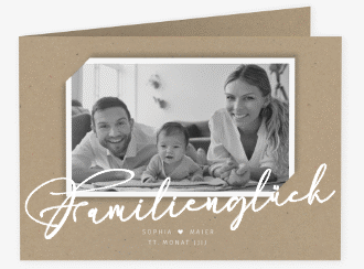 Klick: Details zu Geburtskarte "Familienzuwachs" anzeigen Geburtskarte Familienzuwachs A6 Klappkarte quer Kraftpapier