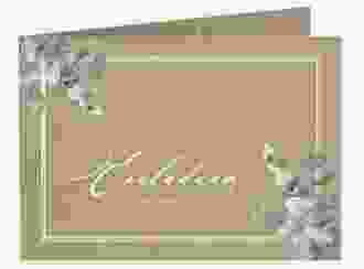Hochzeitseinladung Eucalypt A6 Klappkarte quer Kraftpapier mit Eukalyptus und edlem Rahmen
