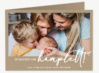 Geburtskarte Komplett A6 Klappkarte quer Kraftpapier