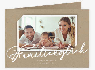 Geburtskarte Familienzuwachs A6 Klappkarte quer Kraftpapier