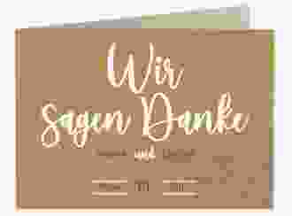 Danksagungskarte Hochzeit Noble A6 Klappkarte quer Kraftpapier mit elegantem Schriftzug