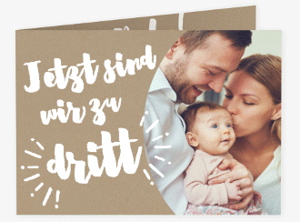 Geburtskarte Erfreulich A6 Klappkarte quer Kraftpapier