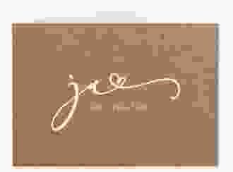 Hochzeitseinladung Jawort A6 Klappkarte quer Kraftpapier modern minimalistisch mit veredelter Aufschrift