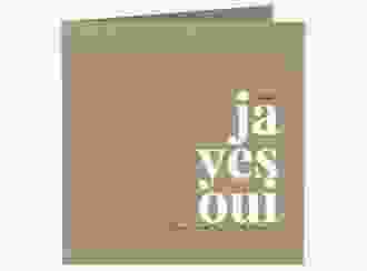 Hochzeitseinladung Oui quadr. Klappkarte Kraftpapier mit Ja-Wort in verschiedenen Sprachen