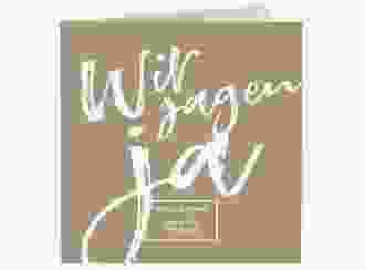 Hochzeitseinladung Words quadr. Klappkarte Kraftpapier modern mit Brush-Schrift