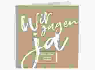 Hochzeitseinladung Words quadr. Klappkarte Kraftpapier modern mit Brush-Schrift