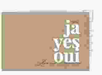 Save the Date-Postkarte Oui A6 Postkarte Kraftpapier mit Ja-Wort in verschiedenen Sprachen