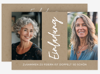 Einladung Geburtstag Zusammen A6 Karte quer Kraftpapier