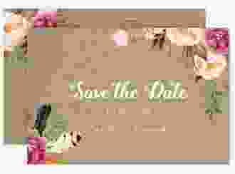 Save the Date-Karte Flowers A6 Karte quer Kraftpapier mit bunten Aquarell-Blumen