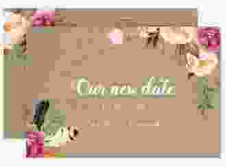 Change the Date-Karte Flowers A6 Karte quer Kraftpapier mit bunten Aquarell-Blumen