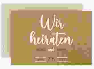 Save the Date-Karte Noble A6 Karte quer Kraftpapier mit elegantem Schriftzug