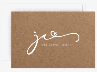 Klick: Details zu Change the Date-Karte "Jawort" anzeigen Change the Date-Karte Jawort A6 Karte quer Kraftpapier modern minimalistisch mit veredelter Aufschrift