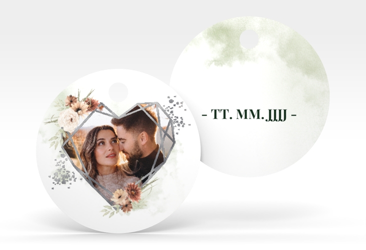 Geschenkanhänger Hochzeit Odeur Geschenkanhänger, rund silber