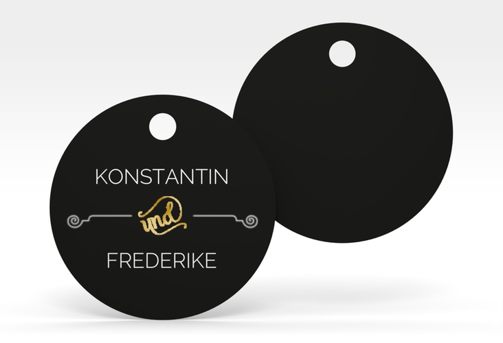 Geschenkanhänger Hochzeit Bones Geschenkanhänger, rund gold