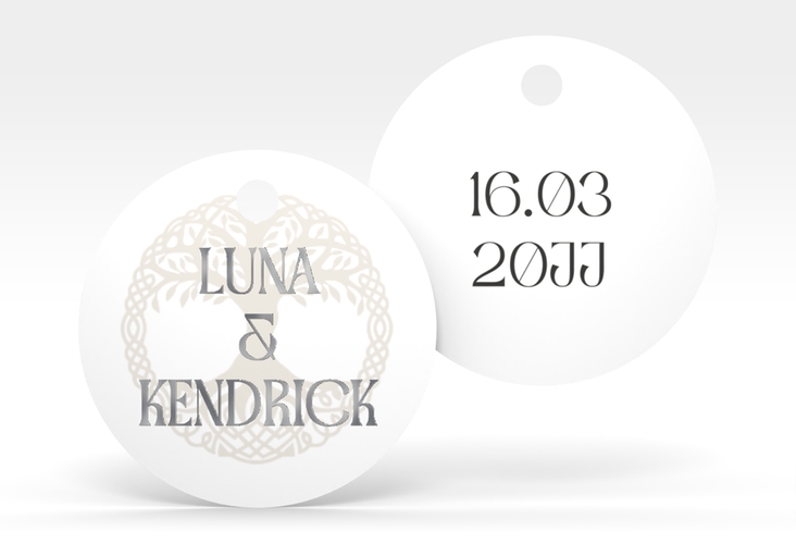 Geschenkanhänger Hochzeit Lebensbaum Geschenkanhänger, rund silber im Stil der Kelten und Wikinger