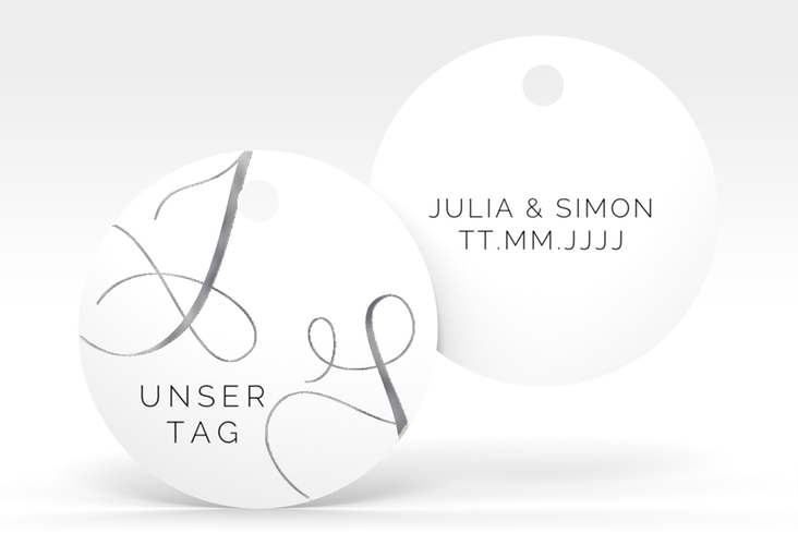 Geschenkanhänger Hochzeit Eheschließung Geschenkanhänger, rund silber