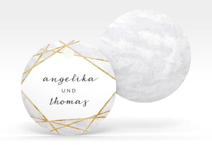 Geschenkanhänger Hochzeit Asymmetry Geschenkanhänger, rund gold
