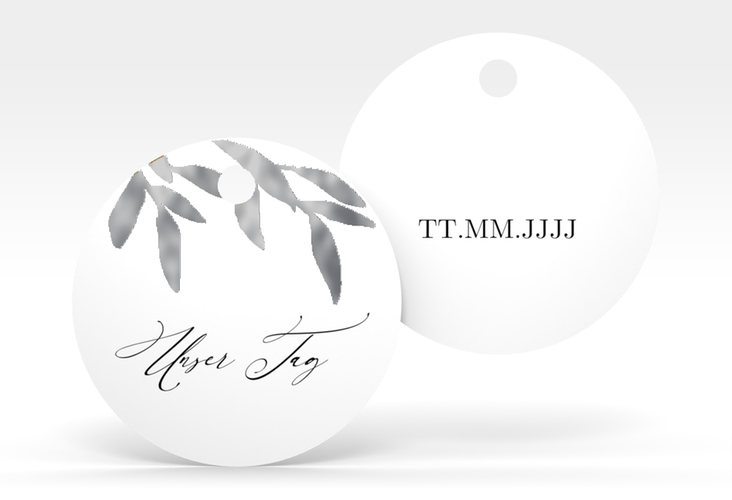 Geschenkanhänger Hochzeit Demure Geschenkanhänger, rund silber