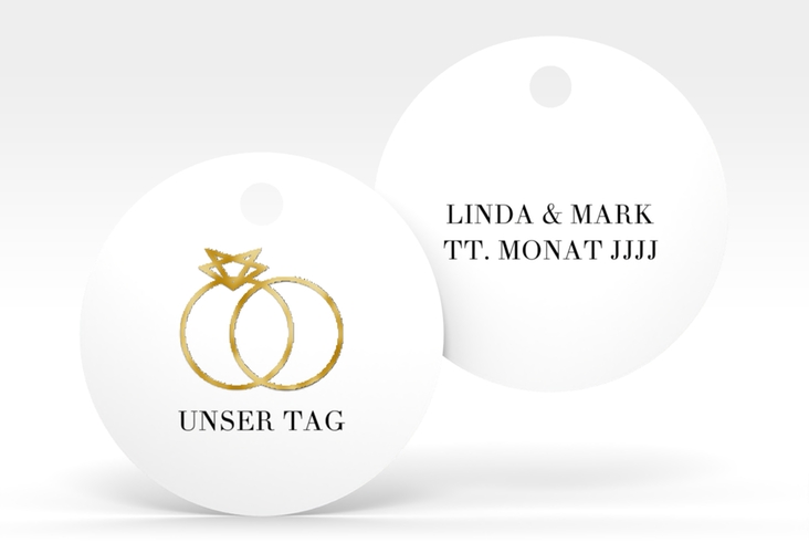 Geschenkanhänger Hochzeit Rings Geschenkanhänger, rund gold