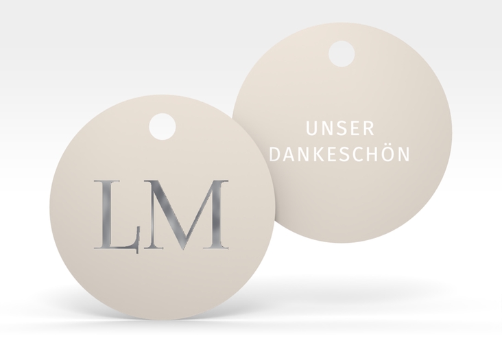 Geschenkanhänger Hochzeit Monogramm Geschenkanhänger, rund silber