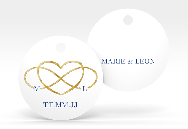 Geschenkanhänger Hochzeit Infinity Geschenkanhänger, rund gold