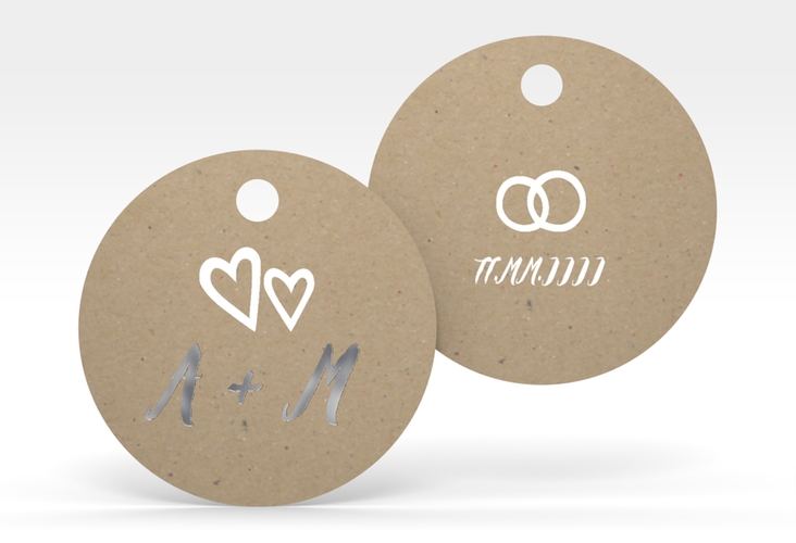 Geschenkanhänger Hochzeit Icons Geschenkanhänger, rund silber