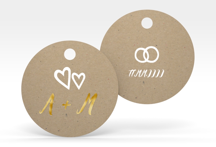 Geschenkanhänger Hochzeit Icons Geschenkanhänger, rund gold