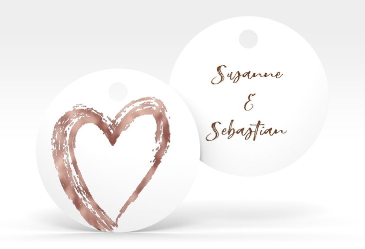 Geschenkanhänger Hochzeit Liebe Geschenkanhänger, rund braun rosegold