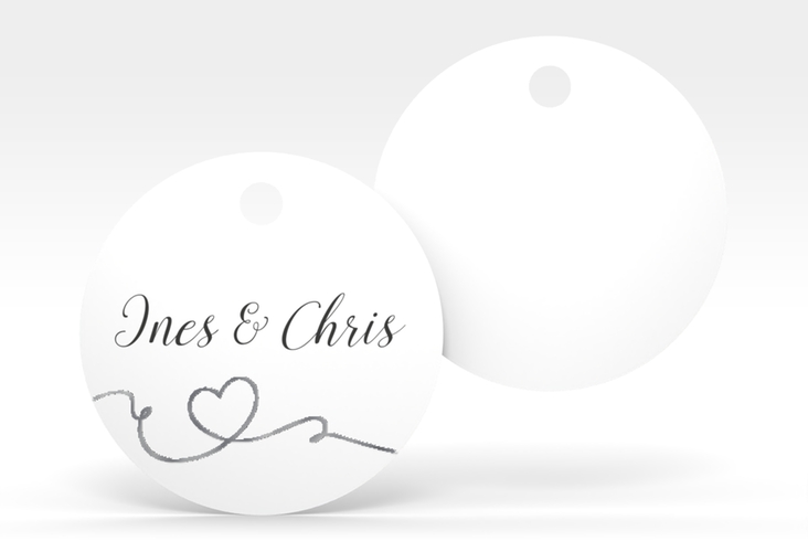 Geschenkanhänger Hochzeit Dolce Geschenkanhänger, rund weiss silber