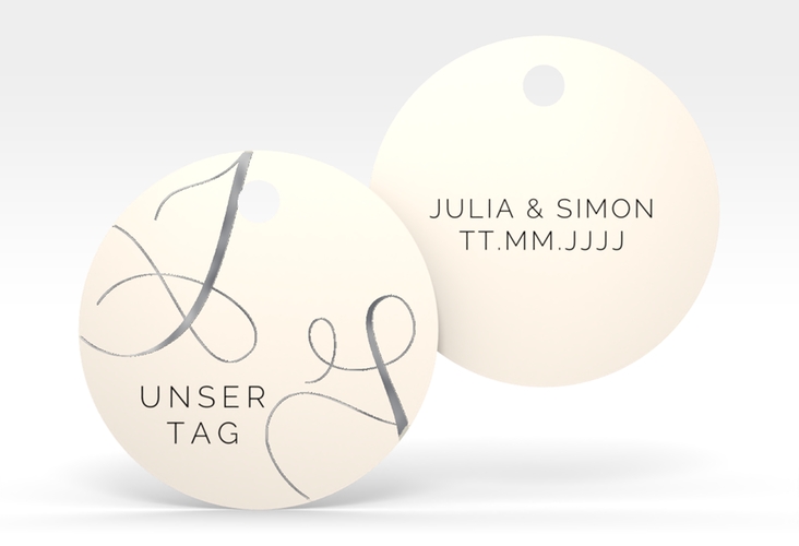 Geschenkanhänger Hochzeit Eheschließung Geschenkanhänger, rund beige silber