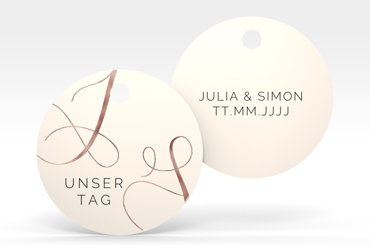Geschenkanhänger Hochzeit Eheschließung Geschenkanhänger, rund beige rosegold