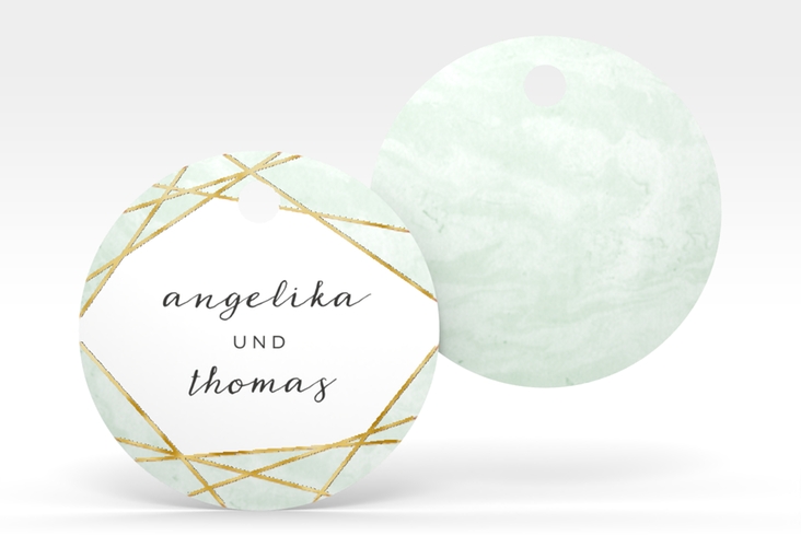 Geschenkanhänger Hochzeit Asymmetry Geschenkanhänger, rund gruen gold