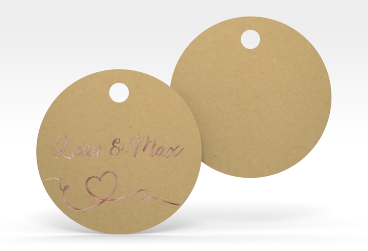Geschenkanhänger Hochzeit Herzensbund Geschenkanhänger, rund weiss rosegold