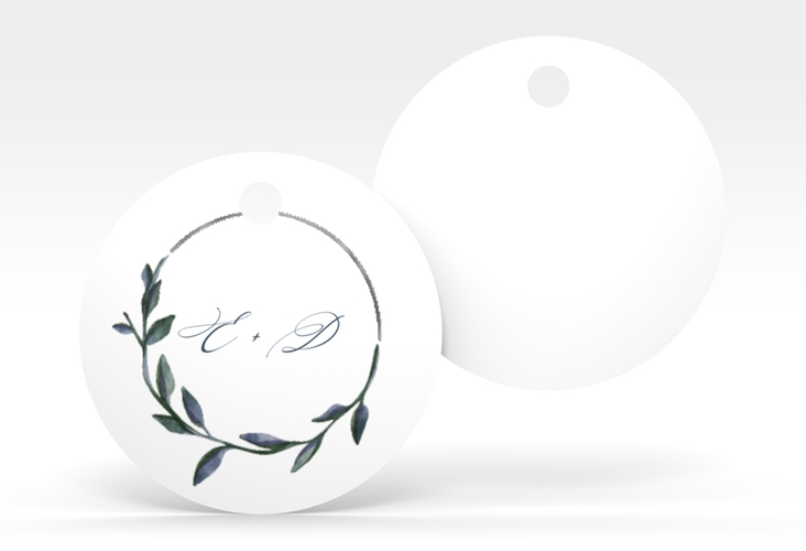 Geschenkanhänger Hochzeit Botanica Geschenkanhänger, rund weiss silber