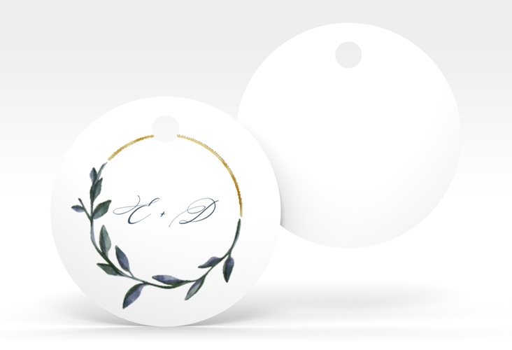 Geschenkanhänger Hochzeit Botanica Geschenkanhänger, rund weiss gold