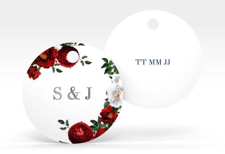 Geschenkanhänger Hochzeit Florista Geschenkanhänger, rund weiss silber