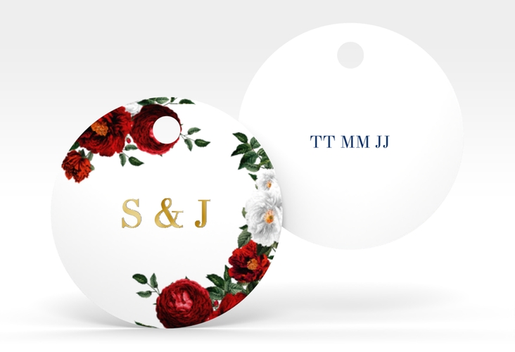Geschenkanhänger Hochzeit Florista Geschenkanhänger, rund weiss gold
