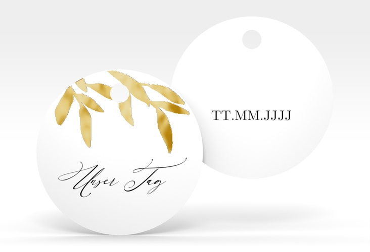 Geschenkanhänger Hochzeit Demure Geschenkanhänger, rund weiss gold