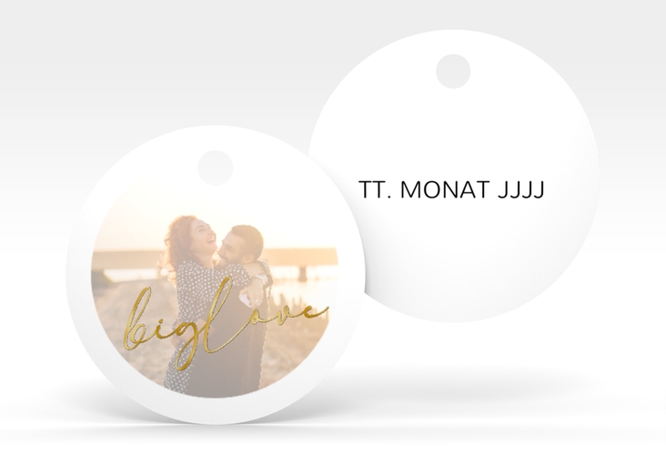 Geschenkanhänger Hochzeit Lucent Geschenkanhänger, rund weiss gold