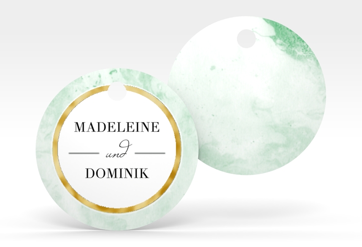 Geschenkanhänger Hochzeit Marble Geschenkanhänger, rund gruen gold