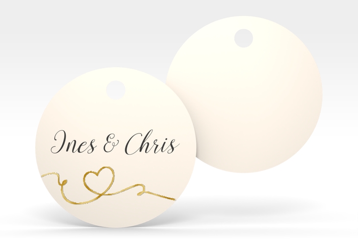 Geschenkanhänger Hochzeit Dolce Geschenkanhänger, rund beige gold