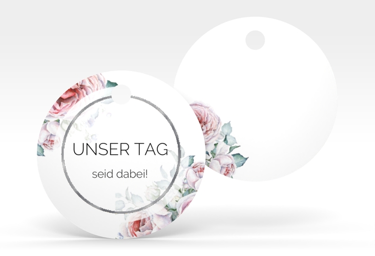 Geschenkanhänger Hochzeit Embrace Geschenkanhänger, rund weiss silber