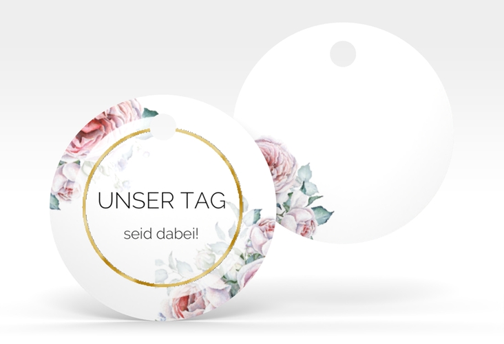 Geschenkanhänger Hochzeit Embrace Geschenkanhänger, rund weiss gold