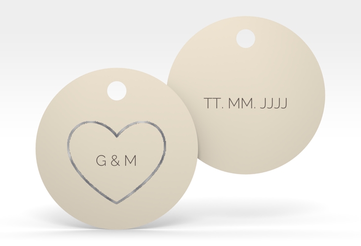 Geschenkanhänger Hochzeit Lebenstraum Geschenkanhänger, rund beige silber