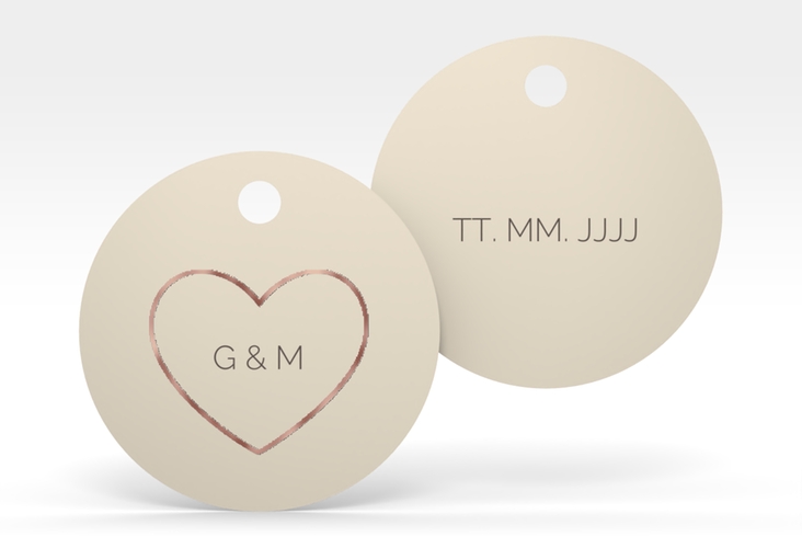 Geschenkanhänger Hochzeit Lebenstraum Geschenkanhänger, rund beige rosegold