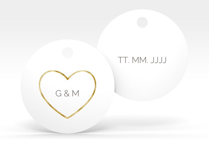 Geschenkanhänger Hochzeit Lebenstraum Geschenkanhänger, rund weiss gold